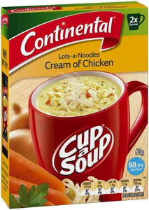 CONTINENTAL CREAM OF CHICKEN LOTS-A-NOODLES SOUP 2 SERVES 60GM