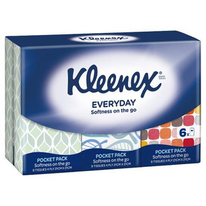 KLEENEX FACIAL TISSUE POCKET PACK 6PK