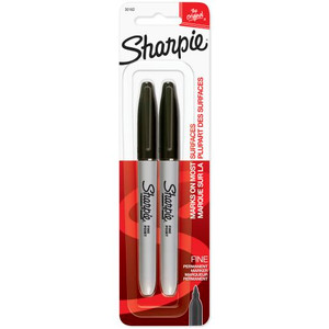 SHARPIE FINE TIP 1MM BLACK 2PK
