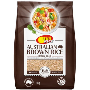 SUNRICE MEDIUM GRAIN BROWN RICE 1KG