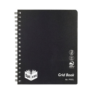 SPIRAX P592G GRID BOOK Side Opening 222x178mm 240 Page Black