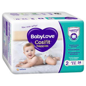 BABYLOVE COSIFIT INFANT CONVENIENCE NAPPIES 24S