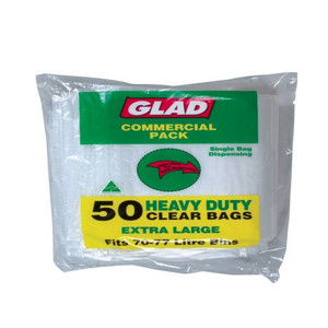 GLAD HEAVY DUTY GARBAGE BAG CLEAR 50S