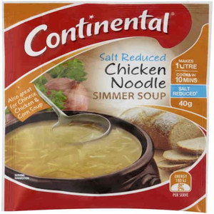 CONTINENTAL CHICKEN NOODLE SALT REDUCED CUP-A-SOUP 40G (Carton of 16)
