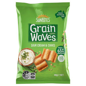 GRAINWAVES SOUR CREAM & CHIVES 40GM (Carton of 18)