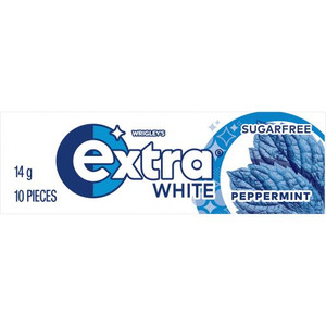 WRIGLEYS EXTRA WHITE PEPPERMINT SINGLE 14GM (Carton of 30)