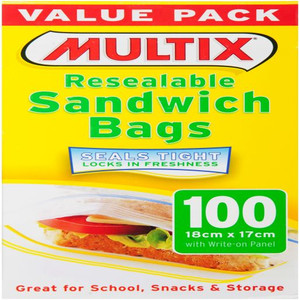 MULTIX QUICK ZIP SANDWICH BAGS 100S (Carton of 6)