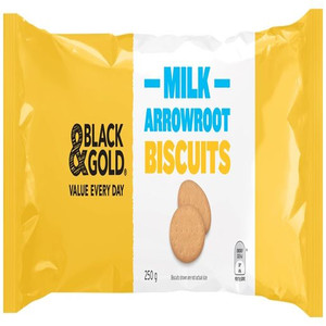 BLACK & GOLD BISCUITS MILK ARROWROOT 250GM (Carton of 20)