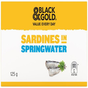 BLACK & GOLD SARDINES IN SPRINGWATER 125GM (Carton of 24)