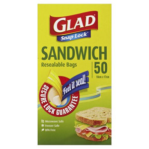 GLAD SNAP LOCK BAGS SANDWICH SIZE 50S (Carton of 10)