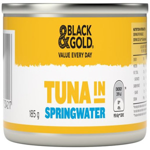 BLACK & GOLD TUNA CHUNKS IN SPRINGWATER 185GM (Carton of 24)