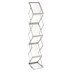 ESSELTE BROCHURE HOLDER COLLAPSIBLE 6 COMP CLEAR/ALUMINIUM