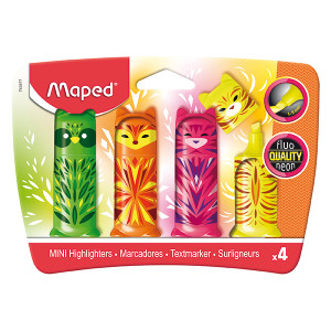 MAPED MINI-CUTE MINI HIGHLIGHTERS ASSORTED COLOURS PACK 4