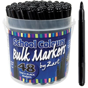 School Markers Water-Based Black Tub of 48