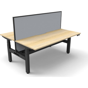 Rapidline BOOST+ Back To Back Workstation+Screen+Cable Tray 2 Person 1800mmW Oak/Black