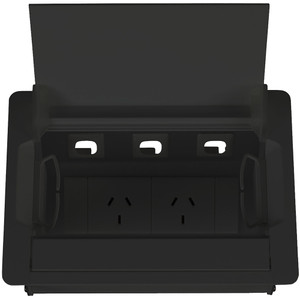 Rapidline Table Surface Mounted Service Box 2 GPO Black