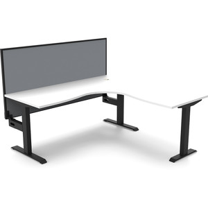 Rapidline Boost Static Corner Workstation+Screen 1800/1500W x 750D x 1330mmH White/Black