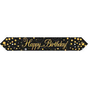 Alpen Foil Banner Happy Birthday Sparkling Fizz 2.7m Black And Gold