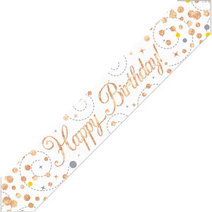 Alpen Foil Banner Happy Birthday Sparkling Fizz 2.7m Rose Gold