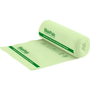 BioPak Compostable Bin Liners 30 Litres Green, Roll of 25 (PSBC0013)