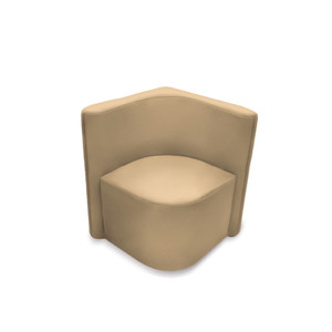 K2 Marbella Columbus Curved Square Corner Chair With Low Back Beige PU Leather