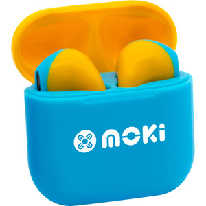 Moki MokiPods Volume Limited True Wireless Stereo Kids Mini Earphones Blue and Yellow