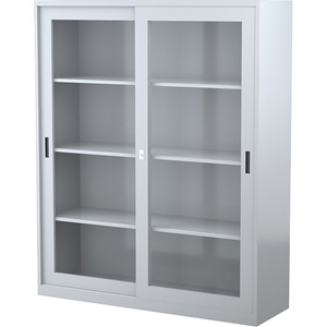 Steelco Sliding Glass Door Cabinet 3 Shelves 914W x 465D x 1830mmH Graphite Ripple