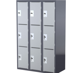 Steelco Heavy Duty School Locker 3 Door Bank of 3 1140W x 580D x 1830mmH Grey