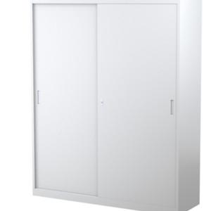 Steelco Sliding Door Cabinet 3 Shelves 1500W x 465D x 1830mmH Silver Grey