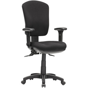 Aqua High Back Task Chair 3 Lever With Arms Black Fabric