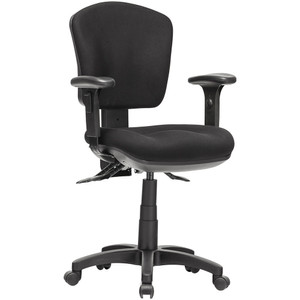 Aqua Low Back Task Chair 3 Lever With Arms Black Fabric