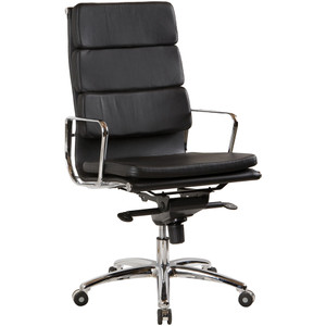Flash High Back Executive Chair With Arms Black Leather