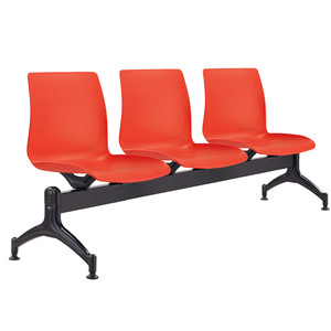 Pod 3 User Beam Seater Black Metal Frame And Red Plastic Seat