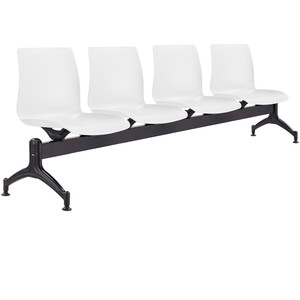 Pod 4 User Beam Seater Black Metal Frame And White Plastic Seat