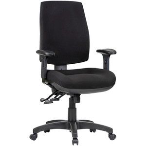 Spot High Back Task Chair 3 Lever With Arms Black Fabric