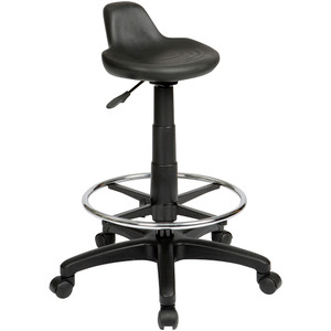 State ST001 Industrial Drafting Stool 200-670mmH Chrome Foot Ring Black PU