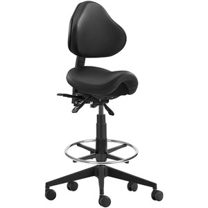 Stage Industrial Stool Drafting Stool 700-1000mmH Chrome Foot Ring Black PU