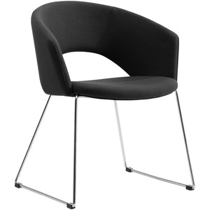 Tonic Chair Chrome Sled Base Charcoal Fabric Seat