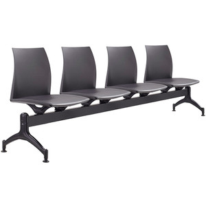 Vinn 4 User Beam Seating Black Metal Frame And Black Plastic Seat