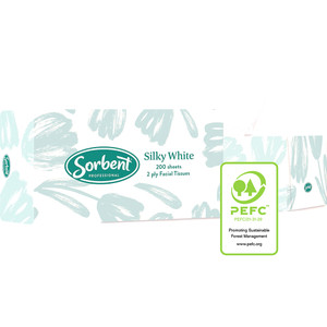 Sorbent Professional Silky White Facial Tissue 2 Ply 200 Sheets