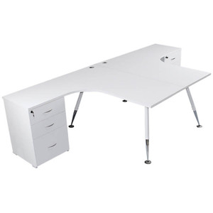 Sylex Fleet Corner Workstation + Pedestal 2 Person 3000W x 1500D x 700mmH White