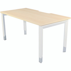 Sylex Oblique Single Desk 1800W x 750D x 620-920mmH Snow Maple White Frame