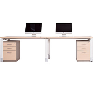 Sylex Oblique Straight Desk 2 Person 2400W x 750D x 620-920mmH Snow Maple/White