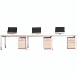 Sylex Oblique Straight Desk 3 Person 3600W x 750D x 620-920mmH Snow Maple/White