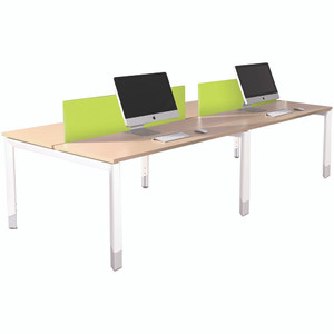 Sylex Oblique Back to Back Desk 4 Person 2400W x 1500D x 620-920mmH Snow Maple/White