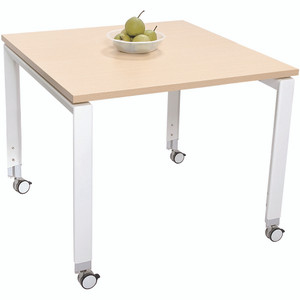 Sylex Oblique Square Meeting Table 900W x 900D x 620-920mmH Snow Maple Top White Frame