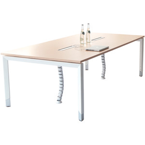 Sylex Oblique Boardroom Table 2400W x 1200D x 620-920mmH + Power Boxes Snow Maple