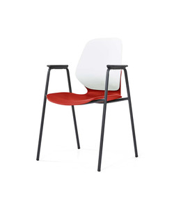 Sylex Kaleido 4 Leg Chair Polypropylene White Back Red Seat With Arms