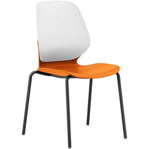 Sylex Kaleido 4 Leg Chair Polypropylene White Back Orange Seat No Arms