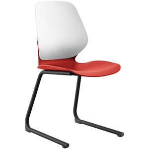 Sylex Kaleido Chair Reverse Cantilever Base Polypropylene White Back Red Seat